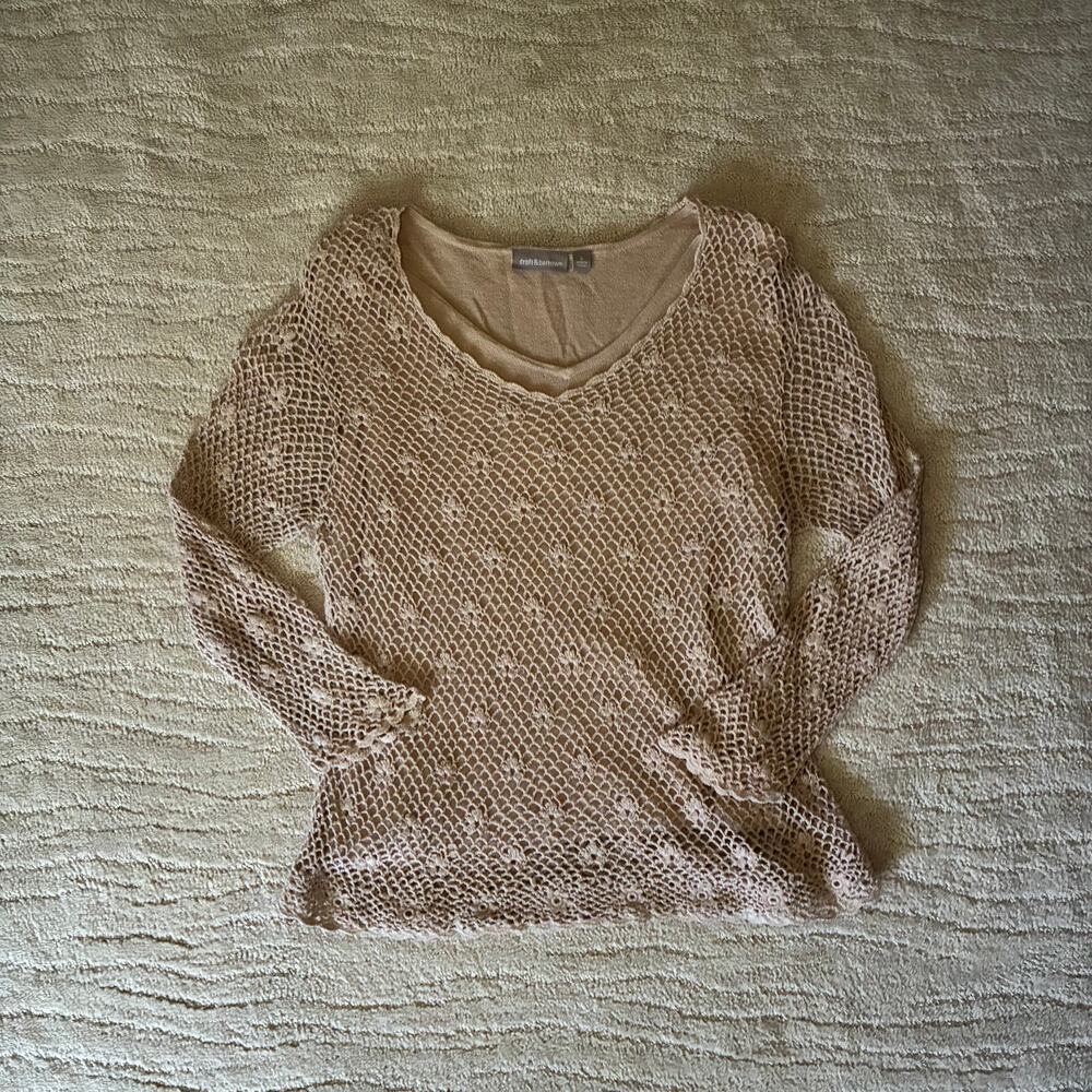 Vintage Croft & Borrow Women's L Boho Coquette Cottagecore Crochet Long Sleeve